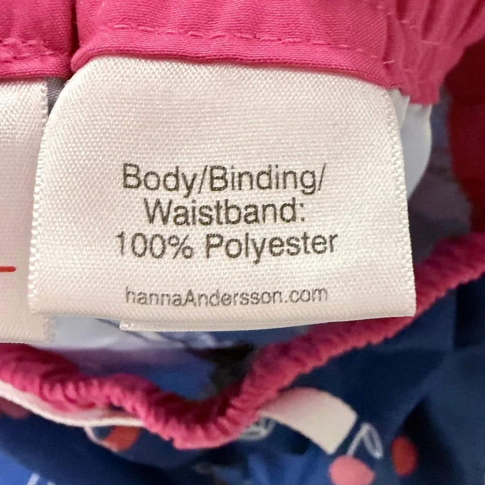 Hanna Andersson Girls Cherry Print Board Shorts Navy Pink Swim Trunks Size 5 110